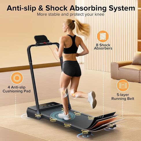 Walking Pad Treadmill with 15% Auto Incline, Foldable Under Desk Treadmill 300lbs Capacity with Remote Control, 3.5 HP Walking Pad with Handle Bar & LED Display for Home Office Use in Saudi Arabia