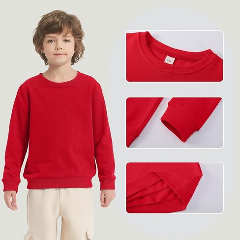 3-Pack Boys Crewneck Sweatshirt Long Sleeve Cotton Pullover Tops Thin Sweatshirts for Kids（2-12 Years) in Kuwait