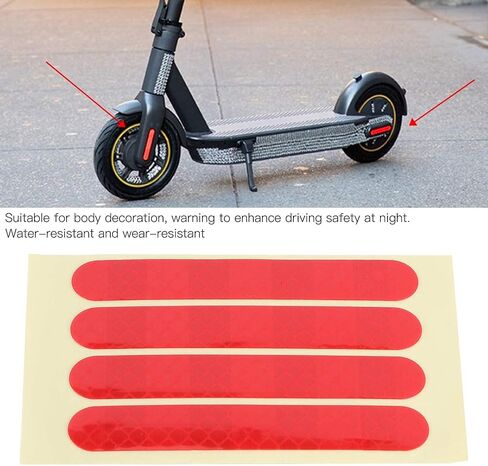 Wheel Reflective Sticker, 4PCS Self Adhesive Front Rear Wheel Reflective Strip Tape Electric Scooter Accessory Fit for Ninebot G30 (Red) in Saudi Arabia