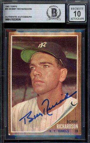 Bobby Richardson Gem Mint 10 Beckett BAS Signed 1962 Topps Autograph - Baseball Slabbed Autographed Cards in Saudi Arabia
