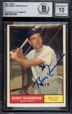 Bobby Richardson Gem Mint 10 Beckett BAS Signed 1961 Topps Autograph - Baseball Slabbed Autographed Cards in Saudi Arabia