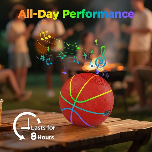 Portable Bluetooth Speaker with LED Lights & Dynamic Bass - Wireless Basketball Speaker for Sports Fans, 8H Playtime, Beat Sync Light Show, IPX4 Splashproof - Ideal Gift for Kids, Teens, Adults in Saudi Arabia