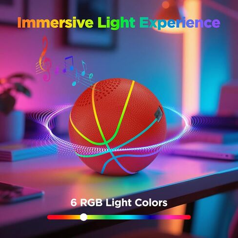 Portable Bluetooth Speaker with LED Lights & Dynamic Bass - Wireless Basketball Speaker for Sports Fans, 8H Playtime, Beat Sync Light Show, IPX4 Splashproof - Ideal Gift for Kids, Teens, Adults in Saudi Arabia