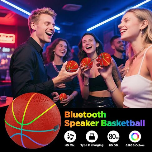 Portable Bluetooth Speaker with LED Lights & Dynamic Bass - Wireless Basketball Speaker for Sports Fans, 8H Playtime, Beat Sync Light Show, IPX4 Splashproof - Ideal Gift for Kids, Teens, Adults in Saudi Arabia