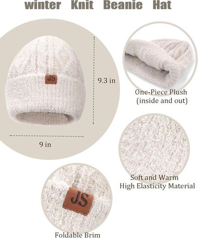 Women's Winter Scarf Beanie Hat Touch Screen Gloves Set, Soft Warm Oatmeal Knit Accessories, Gift for Women in Saudi Arabia
