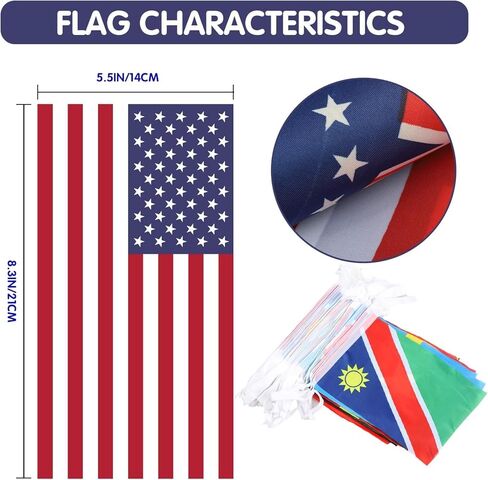 لافتة أعلام دولية، أعلام دول العالم، متعددة الألوان، بوليستر، مقاس 5.5 × 8.3 بوصة لكل منها، 50 علمًا لتزيين الحفلات، والأحداث الرياضية in Kuwait
