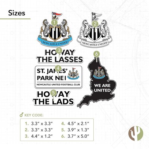 Desert Cactus Newcastle United FC Sticker Decal Vinyl NUFC Magpies English Football Soccer Laptop Water Bottle Car Scrapbook (Type 2-2) in Saudi Arabia