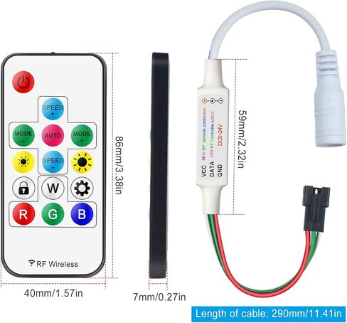 WS2811 WS2812B Controller,Mini 21-Key IR Remote Control for RGB LED Strip Lights,DC 5-24V Wireless RGB Remote Controller for WS2811 WS2812B LED Dream Color Strip Lights in Saudi Arabia