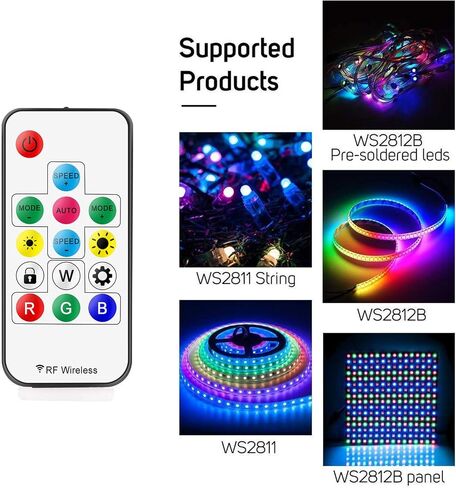 WS2811 WS2812B Controller,Mini 21-Key IR Remote Control for RGB LED Strip Lights,DC 5-24V Wireless RGB Remote Controller for WS2811 WS2812B LED Dream Color Strip Lights in Saudi Arabia
