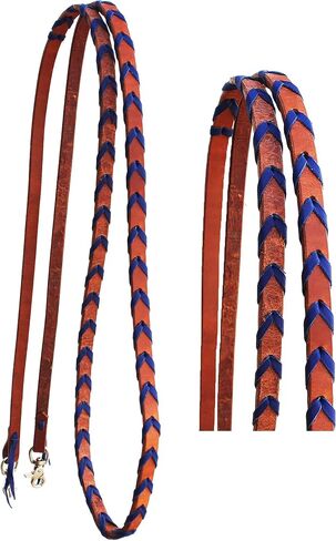 CHALLENGER Horse Western Leather Blue Laced Barrel Contest Reins 6686RB in Saudi Arabia