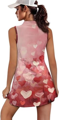 فستان جولف نسائي بدون أكمام وسحاب من قطعتين فساتين رياضية مع شورت وجيوب مدمجة in Saudi Arabia
