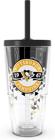 Tervis NHL Pittsburgh Penguins - Shatter Made in USA Double Walled Insulated Tumbler Travel Cup Keeps Drinks Cold & Hot, 24oz with Straw Lid, Classic in Saudi Arabia
