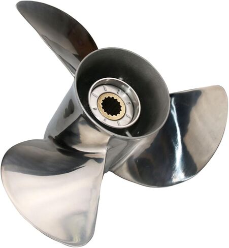 OEM Grade 3 Blades Stainless Steel Outboard (Pressed-in Hub) Propeller Compatible with 40-140HP Mercury Outboards, 15 Tooth Splines in Kuwait