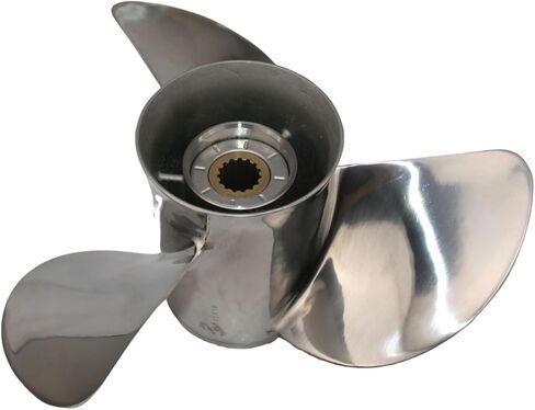 OEM Grade 3 Blades Stainless Steel Outboard (Pressed-in Hub) Propeller Compatible with 40-140HP Mercury Outboards, 15 Tooth Splines in Kuwait