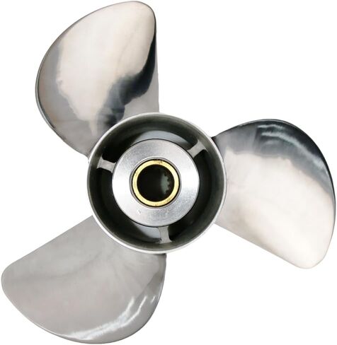 OEM Grade 3 Blades Stainless Steel Outboard (Pressed-in Hub) Propeller Compatible with 40-140HP Mercury Outboards, 15 Tooth Splines in Kuwait