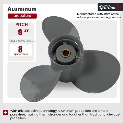 for Honda Outboard Motor 9.9/15/20HP Aluminum Propeller 8 Tooth,3-Blades,4-Blades Props,RH in Saudi Arabia
