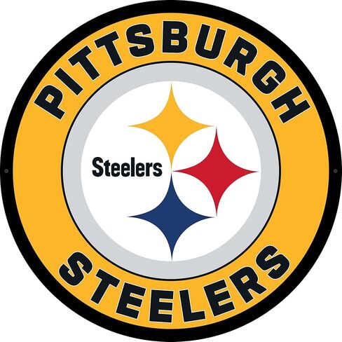 Team Sports America Evergreen NFL Pittsburgh Steelers | Ultra-Thin LED Light Wall Sign Decor | 23 Inch Round | Made in the USA in Saudi Arabia