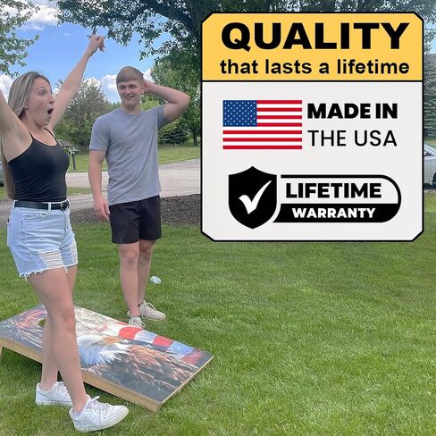 مجموعة لوحات CornholeGamesUSA Pro Cornhole | صنع في الولايات المتحدة الأمريكية | 3/4 خشب البتولا البلطيقي | لا ترتد | أرجل ثلاثية سميكة | دعامتان ومقابض، مجموعة تنظيم البطولة 2 × 4 مع برج النقاط وأكياس ثقب الذرة in Kuwait