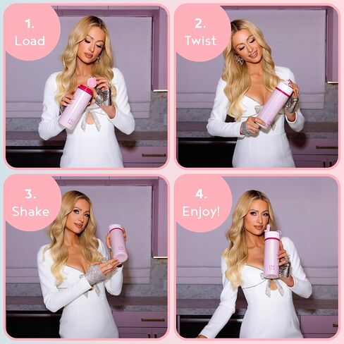 نظام Vitapod Paris Hilton x Daily Wellness System - زجاجة مياه بيرليسسينت سعة 22 أونصة باللون الأزرق بجانب حمام السباحة و6 عينات من كبسولات مزيج المشروبات، تتضمن كبسولات BEAUTY+ وHYDRATION+ وENERGY+ الوظيفية لمزيج المشروبات in Saudi Arabia