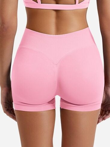 YEOREO SoftHue Women Workout Gym Impact Shorts Hidden Scrunch Butt Lifting 2.5"/3.6"/4.5"/6" Biker Shorts Pink XS in Saudi Arabia