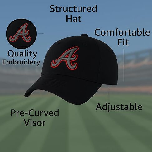 Officially Licensed Atlanta Youth Boys Girls Baseball Hat Black MVP Classic Edition Team Logo Adjustable Kids Sports Cap in Saudi Arabia