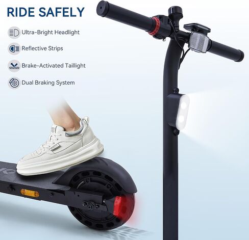 Electric Scooter for Big Kids/Teens - 250W Motor, 15.5 mph Top Speed, Rear Foot Brake, Folding E-Scooter for Riders up to 220 lbs, UL-2272 Certified in Saudi Arabia
