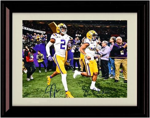 LSU Football - جاستن جيفرسون وجامار تشيس - طباعة طبق الأصل للتوقيع - مؤطرة 8x10 in Saudi Arabia