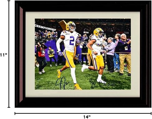 LSU Football - جاستن جيفرسون وجامار تشيس - طباعة طبق الأصل للتوقيع - مؤطرة 8x10 in Saudi Arabia