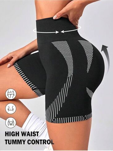 Women's Yoga Shorts Sports Cycling Pants High Waist Stretch Bottoms for Workout in Saudi Arabia