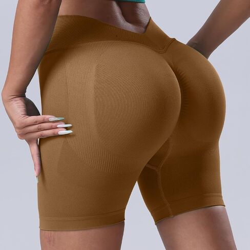 Workout Scrunch Shorts Women V Back Gym Butt Lifting High Waisted Seamless Shorts in Saudi Arabia