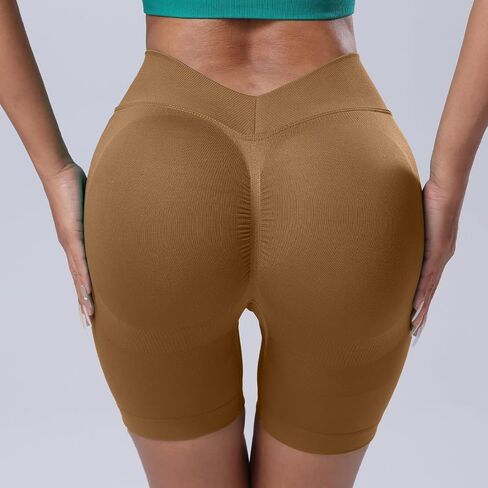 Workout Scrunch Shorts Women V Back Gym Butt Lifting High Waisted Seamless Shorts in Saudi Arabia