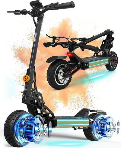 Electric Scooter,1600W Dual Motor,Up to 37MPH Folding E Scooter, 10'' Tires,3 Speed Modes,Dual Brakes,Dual Suspension Fast E-Scooter for Campus Passage Urban Travel for Adults and Teens,UL Certified in Saudi Arabia