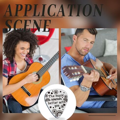 UNICRAFTALE Music Gifts for Guitarist Stainless Steel Guitar Picks Keychain Leather Holder Encouragement Note Pick Personalized Musical Note Plectrum for Musician Lover Birthday Christmas Gifts in Saudi Arabia