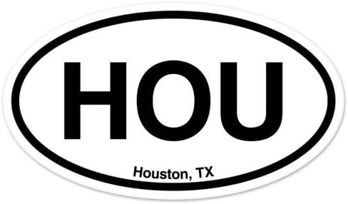 HOU Houston TX Texas Oval Vinyl Car Bumper Window Sticker 5" x 3" in Saudi Arabia