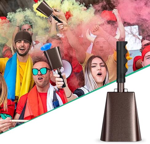 10 Inch Cowbell with Handle, Noise Maker Cow Bell, Steel Cheering Bell for Sports Events Graduations Party Chimes, Percussion Musical Instrument (White 1 PC) in Kuwait