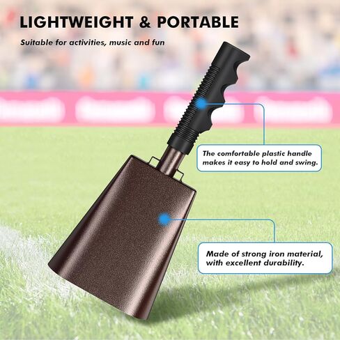 10 Inch Cowbell with Handle, Noise Maker Cow Bell, Steel Cheering Bell for Sports Events Graduations Party Chimes, Percussion Musical Instrument (White 1 PC) in Kuwait