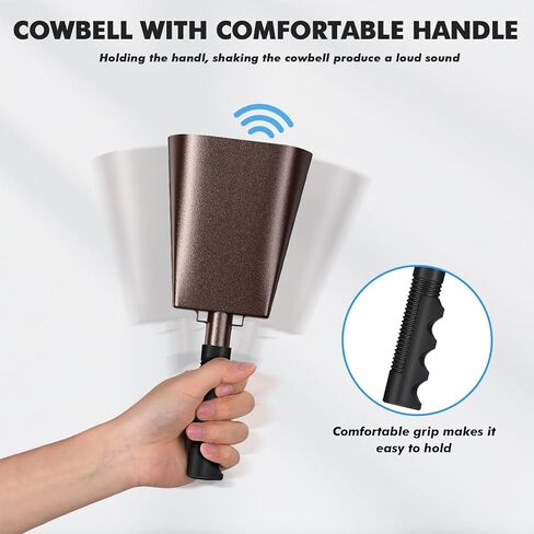 10 Inch Cowbell with Handle, Noise Maker Cow Bell, Steel Cheering Bell for Sports Events Graduations Party Chimes, Percussion Musical Instrument (White 1 PC) in Kuwait