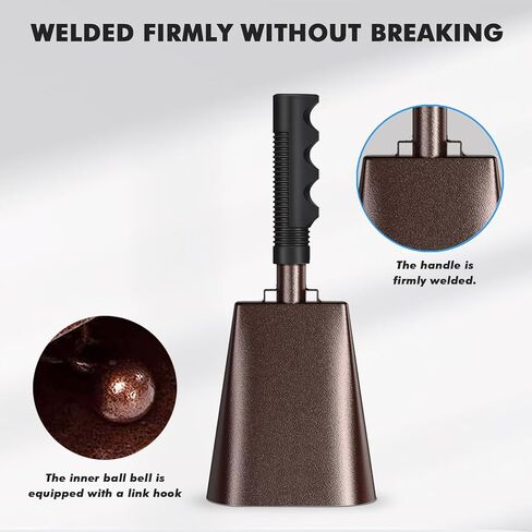 10 Inch Cowbell with Handle, Noise Maker Cow Bell, Steel Cheering Bell for Sports Events Graduations Party Chimes, Percussion Musical Instrument (White 1 PC) in Kuwait
