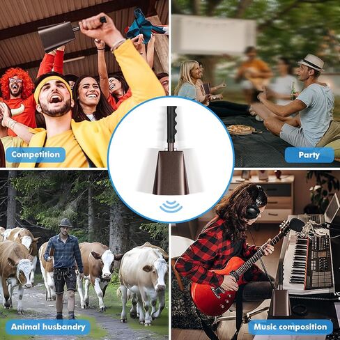 10 Inch Cowbell with Handle, Noise Maker Cow Bell, Steel Cheering Bell for Sports Events Graduations Party Chimes, Percussion Musical Instrument (White 1 PC) in Kuwait