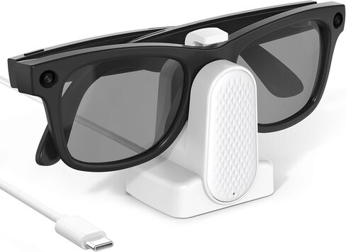قاعدة شحن Cisian متوافقة مع نظارات Ray-Ban Meta الذكية Wayfarer/Skyler/Headliner/Oakley | Meta HSTN، شاحن كابل USB-C للسفر القابل للشرب، نظارات ميتا الذكية مع محول in Kuwait