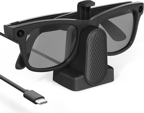 قاعدة شحن Cisian متوافقة مع نظارات Ray-Ban Meta الذكية Wayfarer/Skyler/Headliner/Oakley | Meta HSTN، شاحن كابل USB-C للسفر القابل للشرب، نظارات ميتا الذكية مع محول in Kuwait