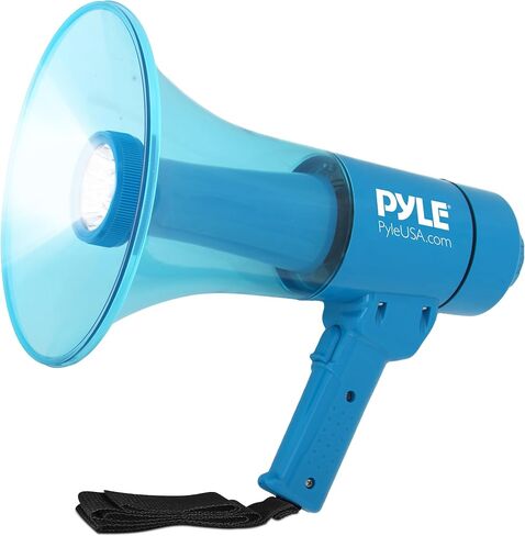 Pyle Rechargeable Megaphone Speaker with Flashlight, 40W Portable Bullhorn Megaphone with Siren Alarm, Water Resistant Design, Adjustable Volume & LED Light, Bull Horn Speaker for Outdoor Use in Saudi Arabia