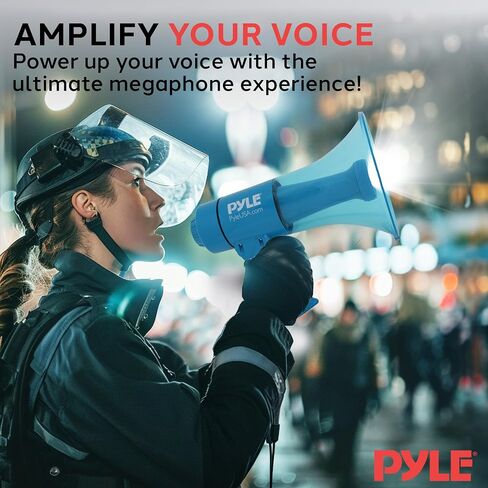 Pyle Rechargeable Megaphone Speaker with Flashlight, 40W Portable Bullhorn Megaphone with Siren Alarm, Water Resistant Design, Adjustable Volume & LED Light, Bull Horn Speaker for Outdoor Use in Saudi Arabia