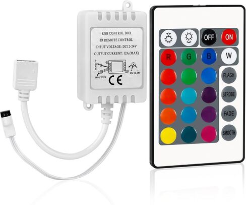 RGBZONE 24 مفتاحًا لاسلكيًا RGB LED وحدة تحكم مع تيار مستمر 12 فولت/24 فولت IR صندوق التحكم عن بعد لأضواء شريط LED SMD 5050 3528 2835 RGB in Saudi Arabia