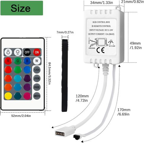 RGBZONE 24 مفتاحًا لاسلكيًا RGB LED وحدة تحكم مع تيار مستمر 12 فولت/24 فولت IR صندوق التحكم عن بعد لأضواء شريط LED SMD 5050 3528 2835 RGB in Saudi Arabia