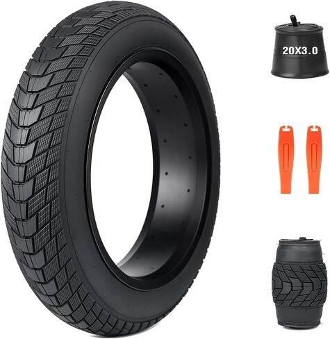 Fat Bike Tire Electric Bike Tire 16/20/24/26 x 3.0 inch Heavy Duty Anti-Slip Foldable Replacement All Terrains Tire with Inner Tube for E-Bike Kids Bike Snow Bike in Saudi Arabia