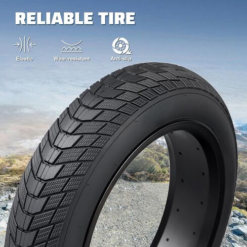 Fat Bike Tire Electric Bike Tire 16/20/24/26 x 3.0 inch Heavy Duty Anti-Slip Foldable Replacement All Terrains Tire with Inner Tube for E-Bike Kids Bike Snow Bike in Saudi Arabia