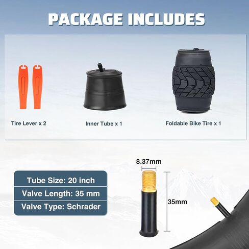 Fat Bike Tire Electric Bike Tire 16/20/24/26 x 3.0 inch Heavy Duty Anti-Slip Foldable Replacement All Terrains Tire with Inner Tube for E-Bike Kids Bike Snow Bike in Saudi Arabia