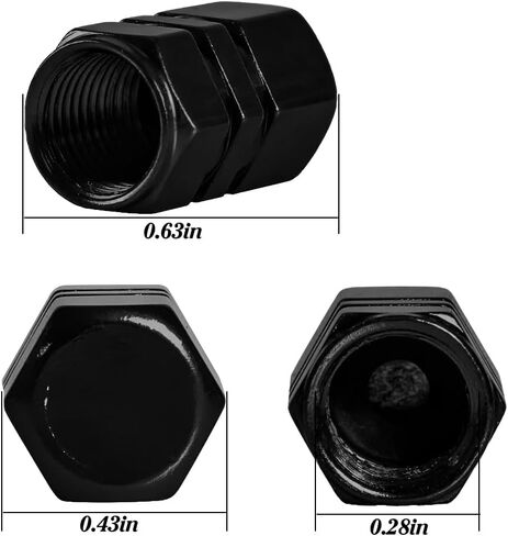 Aluminum Tire Stem Valve Caps Wheel Valve Covers Car Dustproof Tire Cap Cover Accessories, Universal for SUV, Car, Bike and Motorcycle, Hexagon Shape (24PCS Black) in Saudi Arabia