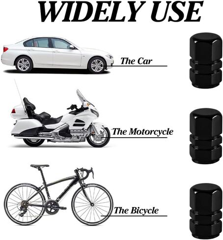 Aluminum Tire Stem Valve Caps Wheel Valve Covers Car Dustproof Tire Cap Cover Accessories, Universal for SUV, Car, Bike and Motorcycle, Hexagon Shape (24PCS Black) in Saudi Arabia